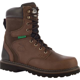 8 Inch Georgia Brookville Waterproof Steel Toe Work Boot   Dark Brown, Size 12,