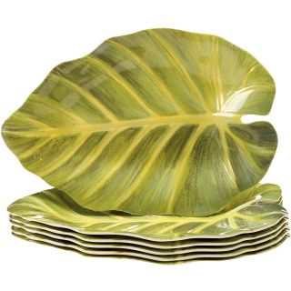 Sunset Palm Set of 6 Melamine Leaf Plates