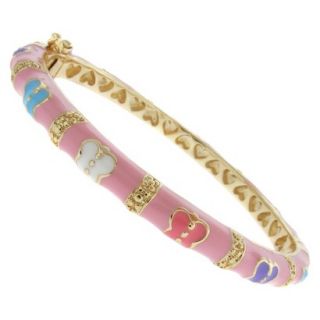 Lily Nily 18k Gold Overlay Enamel Butterfly Design Bangle   Pink