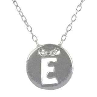 Womens Jezlaine Pendant Sterling Silver Disk With Cutout Initial E   Silver