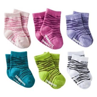 Trumpette Infant Girls 6 Pack Zebra Pattern Socks   Assorted 0 12M