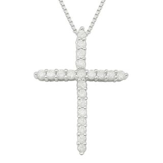 CT. T.W. Diamond Cross Sterling Silver Pendant, Womens