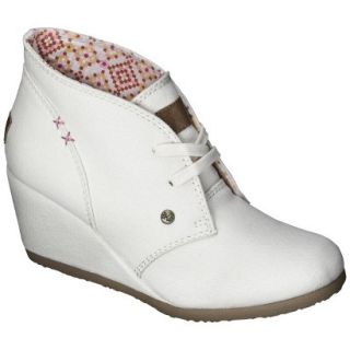 Womens Mad Love Lenora Ankle Wedge Booties   Ivory 6