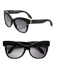 Roberto Cavalli Teti Croc Oversized Cats Eye Sunglasses   Black