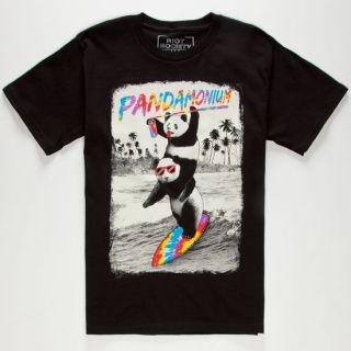 Tie Dye Surf Panda Boys T Shirt Black In Sizes Large, X Large, Med