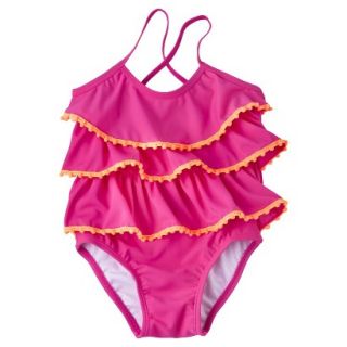 Circo Infant Toddler Girls Ruffle 1 Piece Swimsuit   Pink 18 M