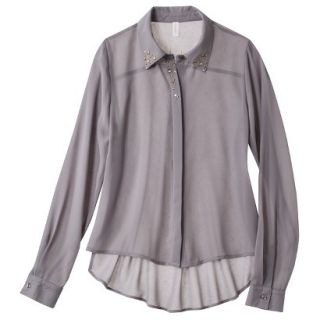 Xhilaration Juniors Studded Collar Button Up Shirt   Gatsby Gray XS(1)
