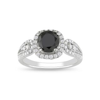 1 1/2 CT. T.W. Black & White Diamond Engagement Ring, White/Gold, Womens