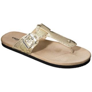 Womens T Strap Sandal   Metallic Gold 7