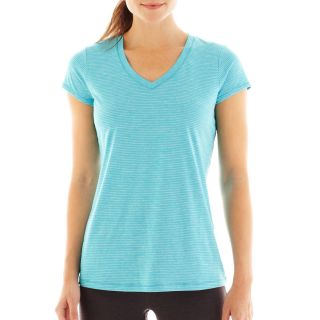 Xersion Short Sleeve Melange Tee   Tall, Blue, Womens