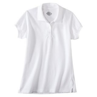 Dickies Girls Short Sleeve Pique Polo   White 7/8