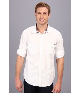 Seven7 Jeans Poplin Shirt W Roll Cuff Mens Long Sleeve Button Up (White)