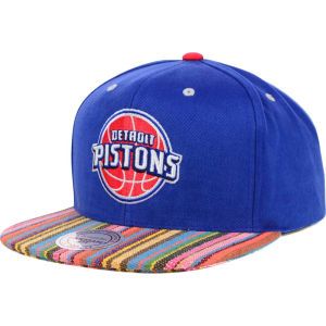 Detroit Pistons Mitchell and Ness NBA Native Stripe 2 Tone Snapback