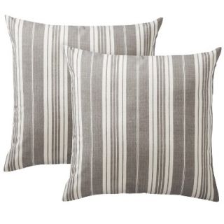 Threshold 2 Pack Striped Toss Pillows   Gray (18x18)