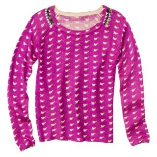 Juniors Studded Pullover Sweater   Radiant Orchid M
