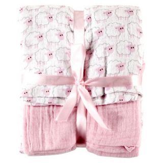 Baby Muslin 2pk Baby Swaddle Blanket with Gift Ribbon   Pink Sheep