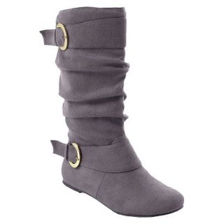 Womens Adi Designs Slouchy Faux Suede Wide Calf Boot   Grey 9.5