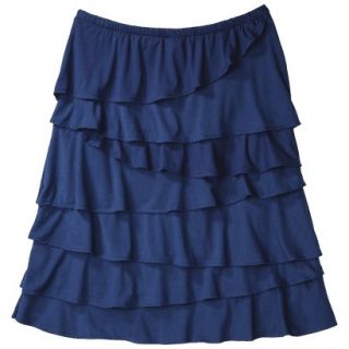 Merona Womens Knit Ruffle Skirt   Waterloo Blue   L