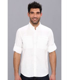 Culture Phit Adan Regular Fit Linen Shirt Mens Long Sleeve Button Up (White)