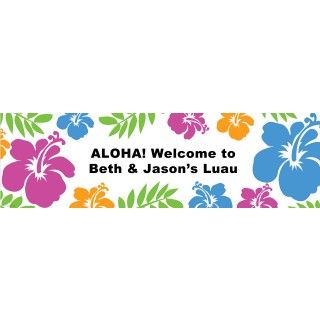 Hibiscus White Luau Personalized Banner