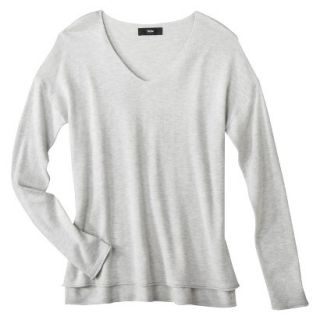 Mossimo Petites Long Sleeve V Neck Pullover Sweater   Gray SP