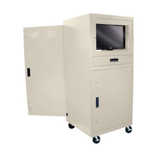 Sandusky Lee Mobile Computer Cabinet   30 Inch W x 30 Inch D x 70 Inch H, Putty,