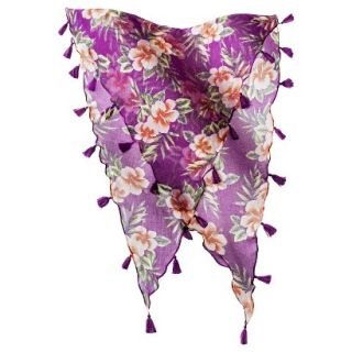 Mossimo Supply Co. Floral Scarf with Tassle Border   Purple