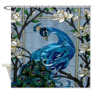  Stained Glass Peacock Art Shower Curtain