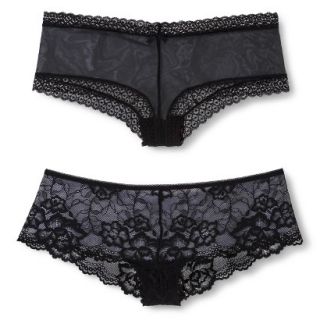 Gilligan & OMalley Womens 2 Pack Lace Tanga   Black XL