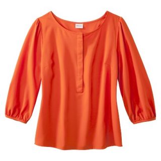 Merona Womens Woven 3/4 Sleeve Blouse   Orange Zing   XS