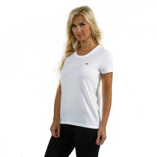 Lacoste Womens White Scoop Neck T shirt