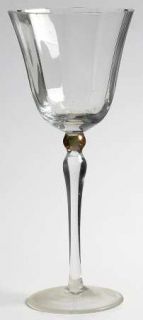 Unknown Crystal Unk8102 Wine Glass   Optic Bowl,Gold Iridized Ball On Stem