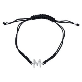 Silver Plated Crystal Wrap Bracelet with Initial M   Black