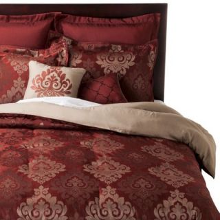 Jacquard 8 Piece Comforter Set   Red/Gold (King)