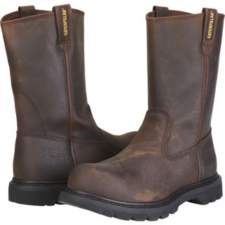 CAT Steel Toe Revolver Wellington Boot   Dark Brown, Size 9, Model P89516