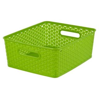 Room Essentials Y Weave Medium Storage Basket   Set of 4   Translucent Green