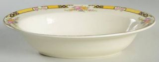 Edwin Knowles 402e1 9 Oval Vegetable Bowl, Fine China Dinnerware   Yellow Band