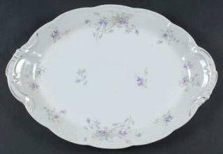 Bassett 5186 16 Oval Serving Platter, Fine China Dinnerware   Purple Flowers,Gr