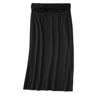 Merona Womens Plus Size Ruched Waist Knit Maxi Skirt   Black 3