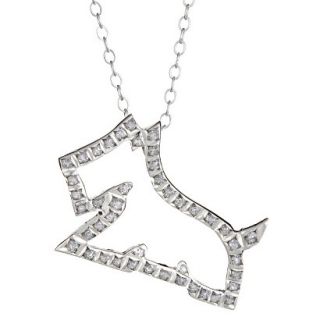 Sterling Silver Dog Pendant Necklace with Diamond Accents   White