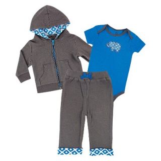 Yoga Sprout Newborn Boys Bodysuit and Pant Set   Grey/Blue 0 3 M