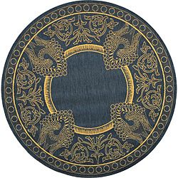 Indoor/ Outdoor Abaco Blue/ Natural Rug (53 Round)