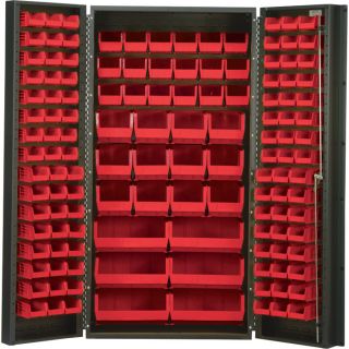 Quantum Storage Cabinet With 132 Bins   36 Inch x 24 Inch x 72 Inch Size, Red