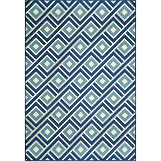 Indoor/outdoor Blue Blocks Rug (311 X 57)