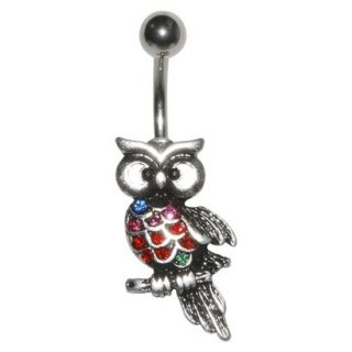 Womens Supreme Jewelry Curved Barbell Belly Ring with Stones   Multicolor