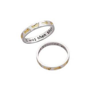 Sterling Silver Two Tone Footprints Ring  7