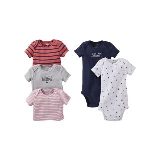 Carters Sailboat 5 pk. Short Sleeve Bodysuits   Boys newborn 24m, Navy Boat,