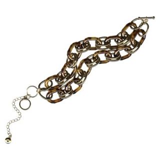 Womens Multi Row Chain and Tortoise Link Bracelet with Toggle Closure  