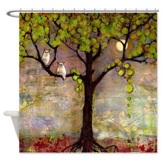  Owl Couple in Tree with Moon Shower Curtain