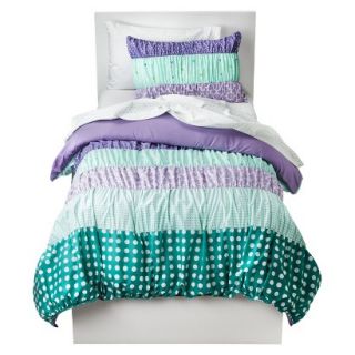 Circo Dots & Stripes Ruched Bed Set   Purple (Twin)